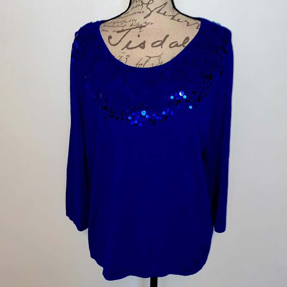 💙Ruby Rd. Woman Sequin Accent Sweater Top💙